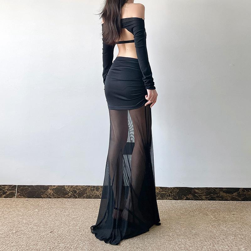 Fustă nouă de vară pentru femei, culoare uni, slim, stil stradal, cu talie înaltă, cu șifon la șolduri