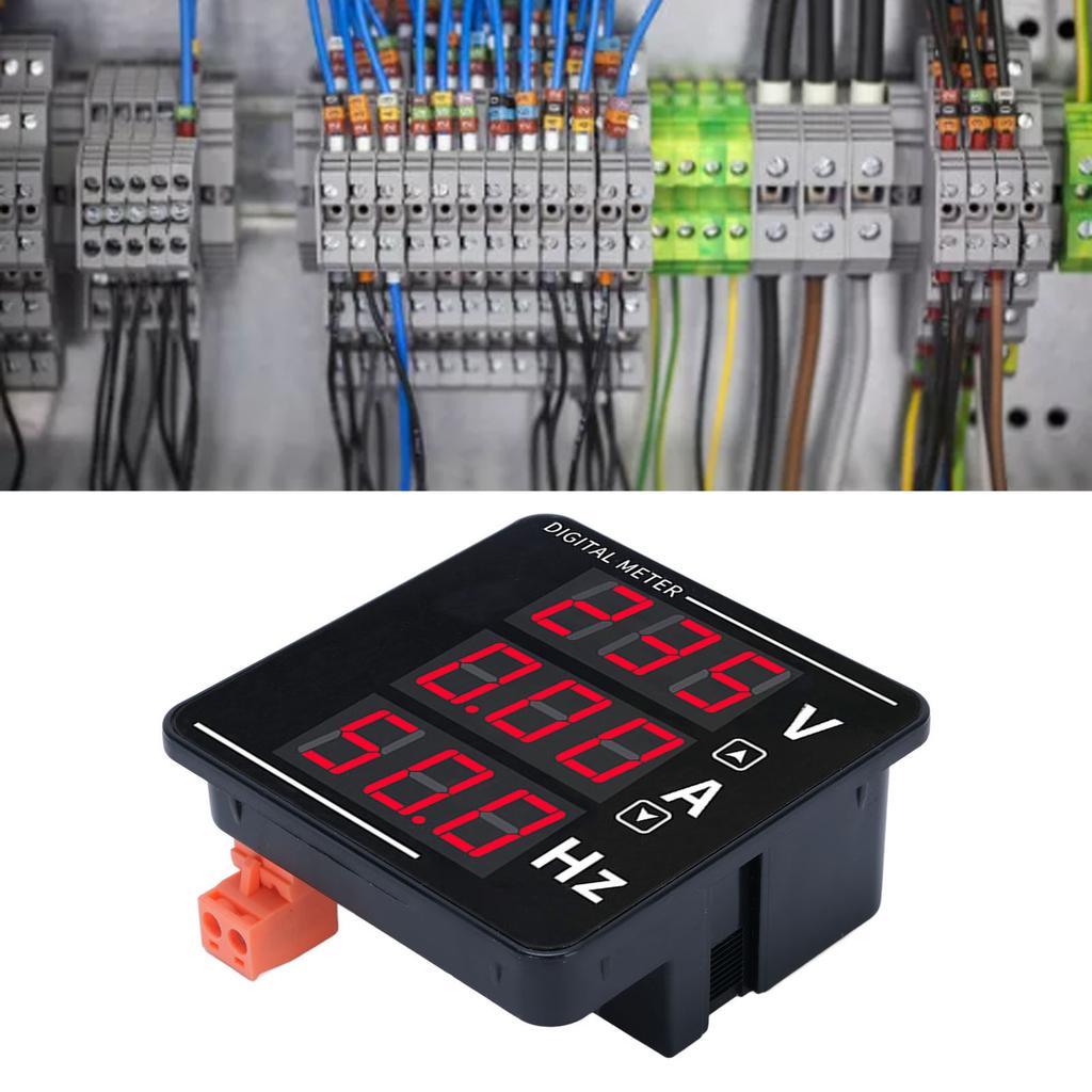 Digital Multimeter Voltage Meter Digital AC Volt Amp Frequency Tester Panel 2 Wire Connect AC50-500V 0-120A 10.0-99.9Hz Multifunctional Meter Displays