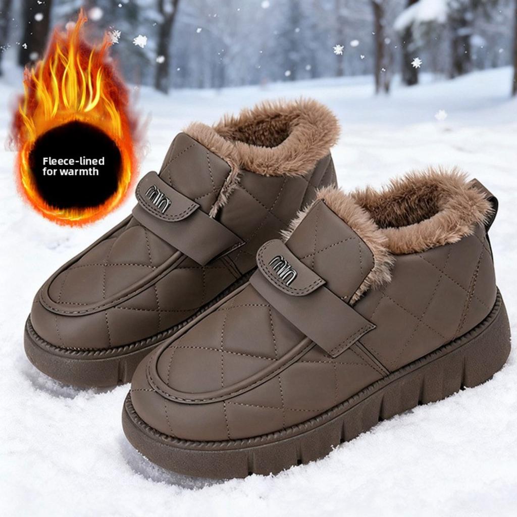 Warm Women's Cotton Boots Winter Bean Shoes Versatile Soft Soled Snow Boots with Velvet Cotton Shoes for Women