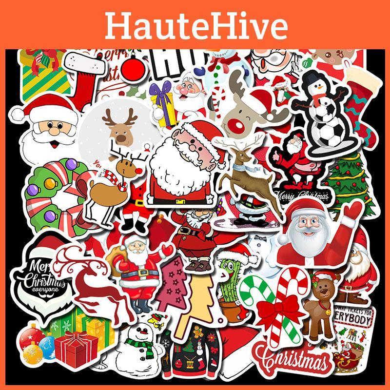 Lebendige mehrfarbige Weihnachts-Serie Aufkleber Ideal für Autos und Gepäck