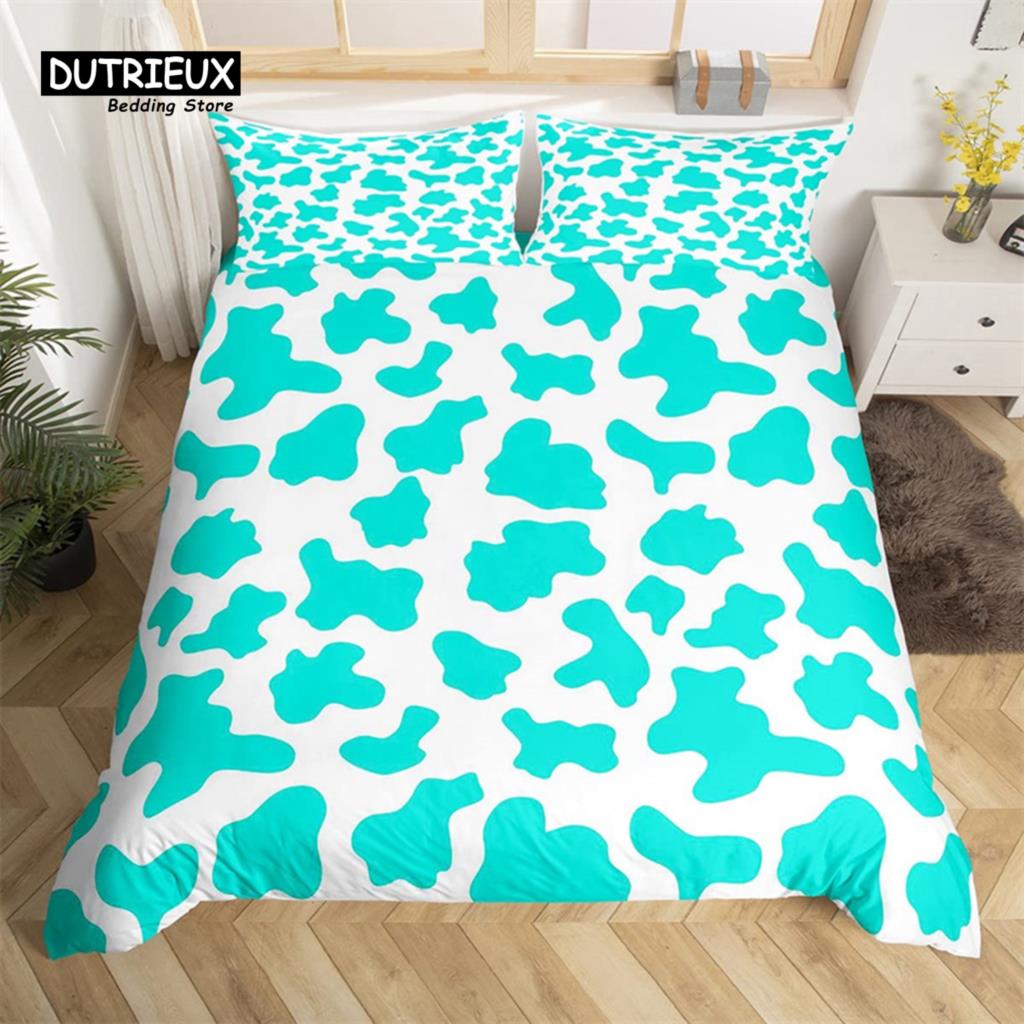 Cowhide Duvet Cover Milk Cow Print Bedding Set Microfiber Western  Farm Animal Skin Quilt Cover Full For Boys Girls Kawaii Room