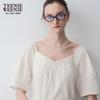 Teenie Weenie Women's Textured White Square Neck Puff Sleeve Dress