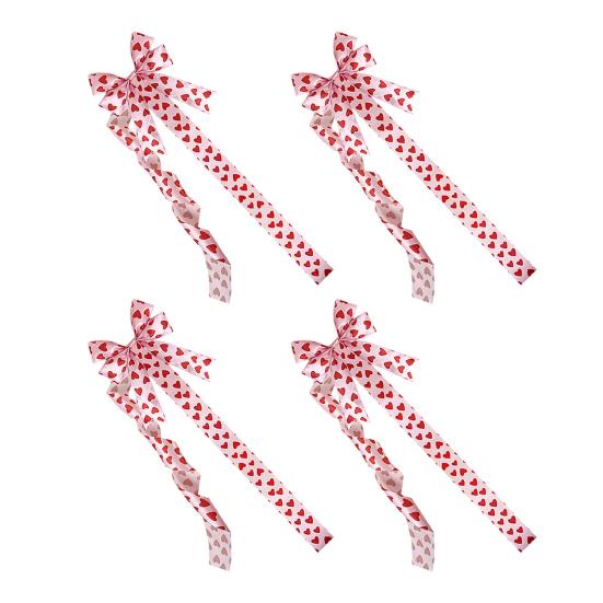

4Pcs Satin Decorative Bow Ribbon with Fastener Tape Heart Pattern Bow Ribbon Valentine Day Weddings Birthdays Bow Furniture Decoration 4pcs
