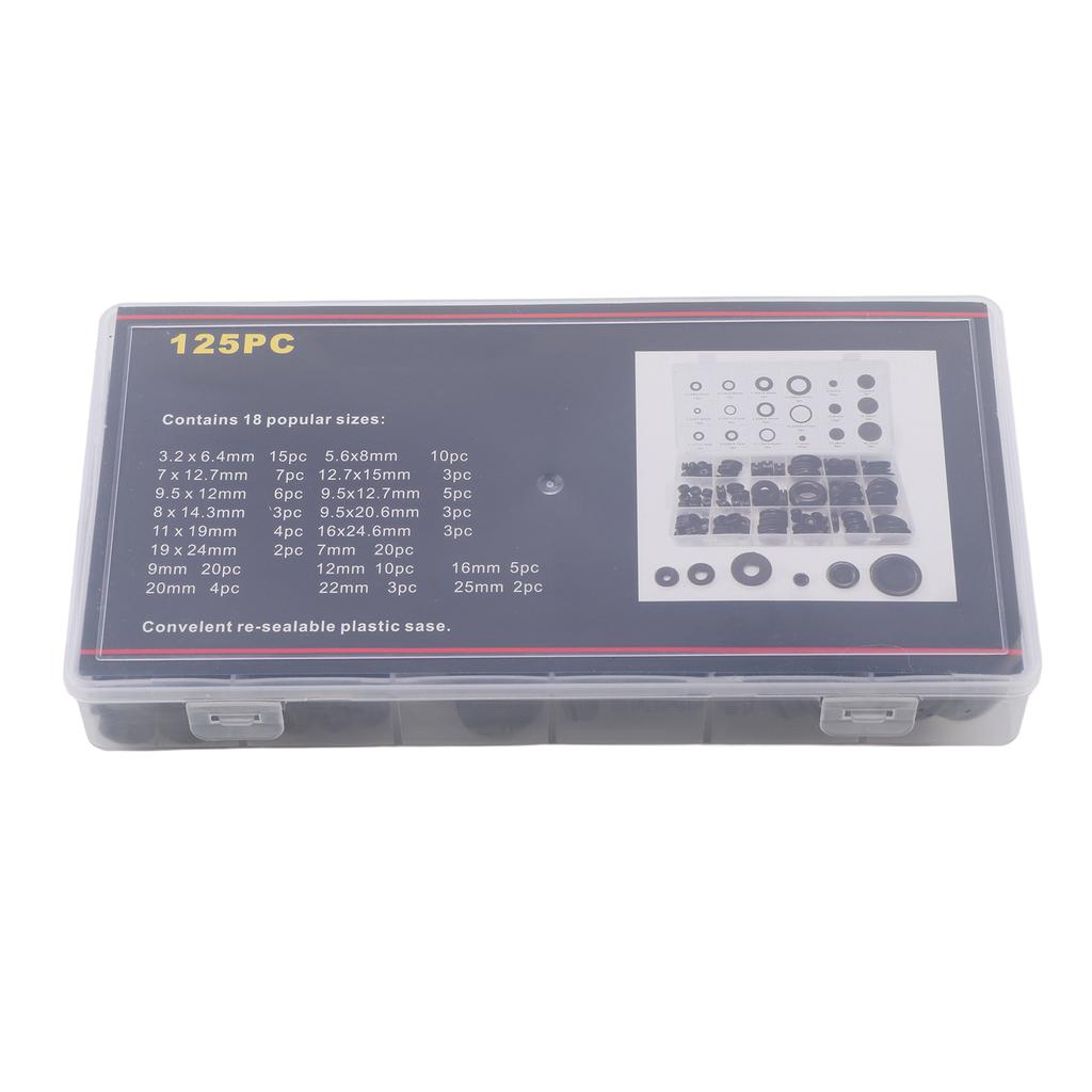 125pcs 18 Sizes Rubber Grommet Firewall Hole Plug Set Electrical Wire Gasket Assortment Kit