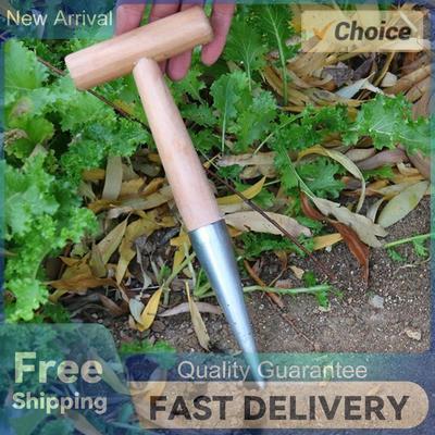 Hand Dibber Stainless Steel Seed Planter Tool With Wood Handle Hole Digger for Sowing Transplanting Planting Bulb Digging