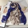 Tie Dye Gradient Cotton Linen Scarf Vintage Retro Pleated Printed Scarf Luxury Brand Designer Long Shawl Wrap For Autumn Winter