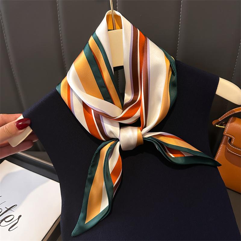 

Geometric Striped Scarf Fashion Decoration Silk Scarf Commuter Temperament Spring And Summer Oblique Scarf Versatile Narrow Ribbon 147x14cm