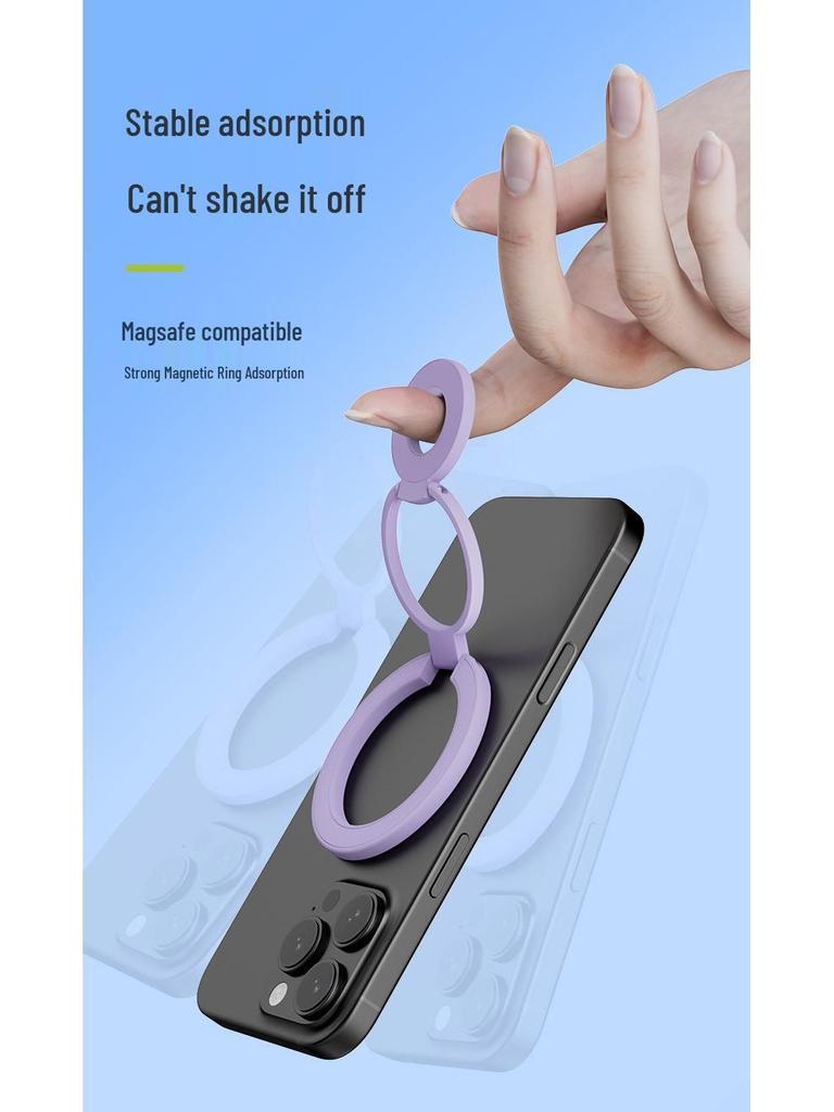 Double-Sided Magnetic Finger Ring Phone Holder: Foldable, Strong Grip, Multi-functional Stand.