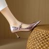 Fashion NEW Spring/Autumn Women Pumps Pointed Toe Thin Heel Shoes Genuine Leather Shoes for Women Concise Buckle Strap Mary Janes Shoes
