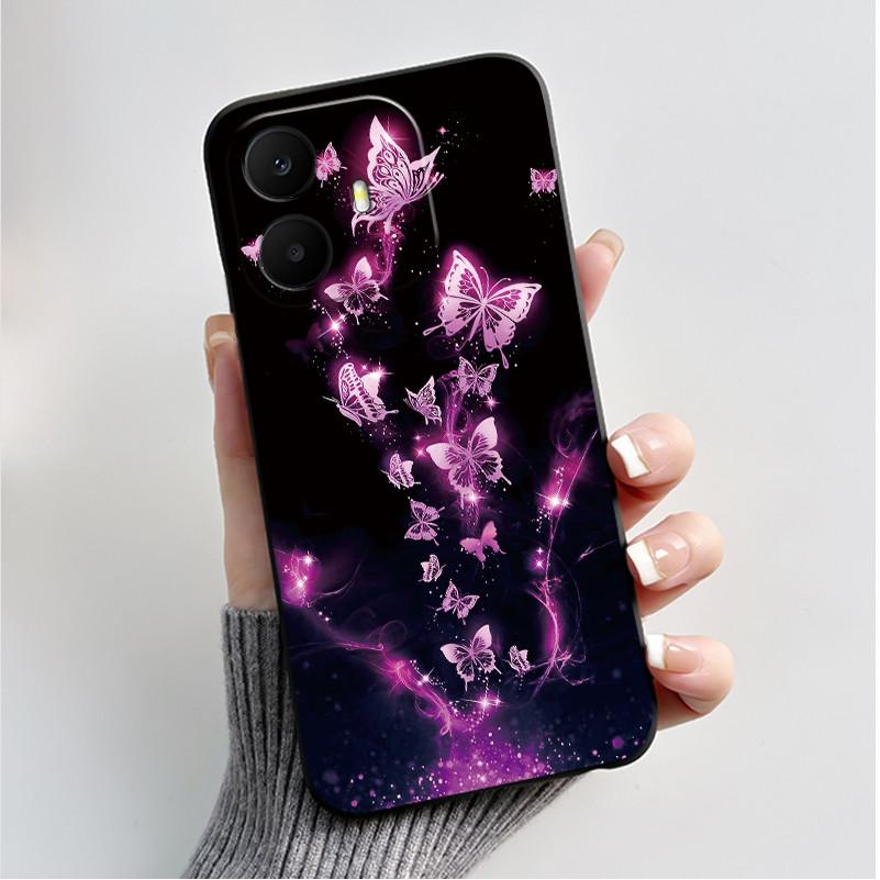 For TCL K70 4G 5G Case Luxury Fashion Butterfly Flower Black Soft Silicone Bumper Cover for TCL K70 Power T522A T522E Phone Case