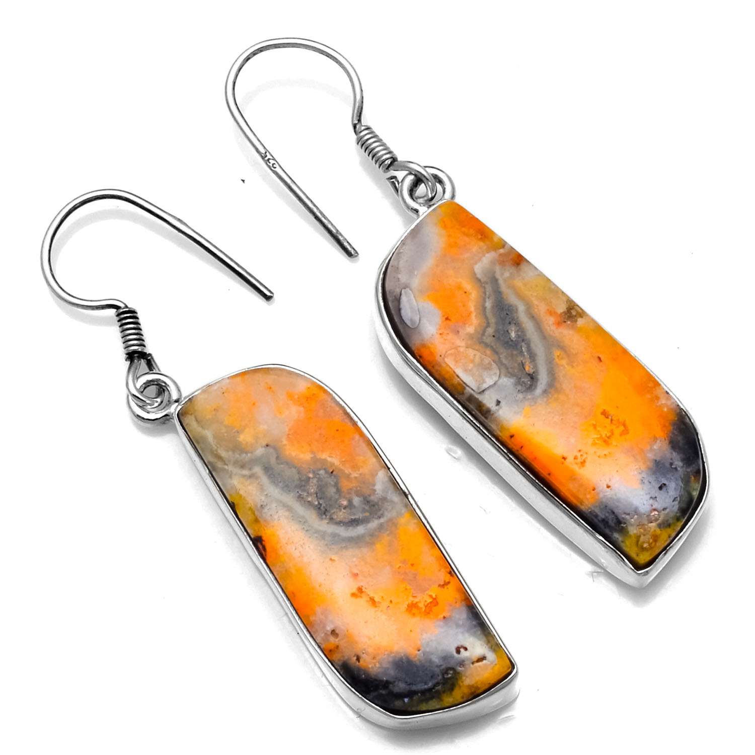 

Bumble Bee Jasper Gemstone Earrings Solid 925 Sterling Silver Handmade Earrings Jewelry Gift For Women And Girls E-693