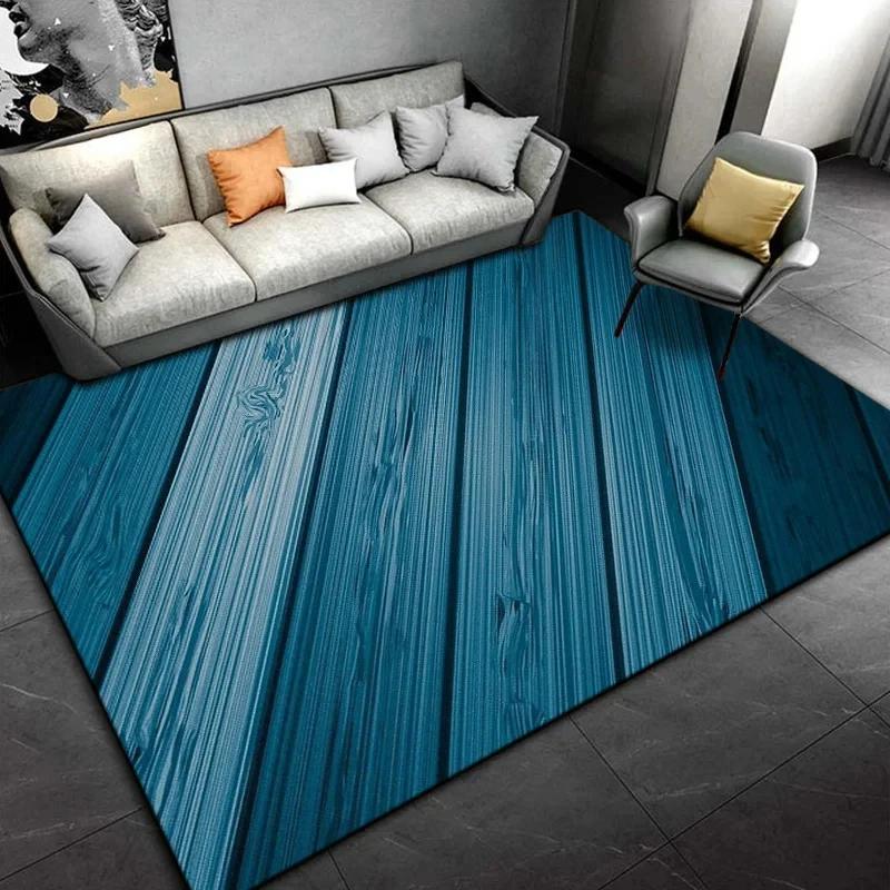 Vintage Teppich mit unregelmäßiger Holzmaserung für Wohnzimmerdekoration Sofa Tisch Großer Teppich Flur Balkon Rutschfeste Fußmatte Alfombra