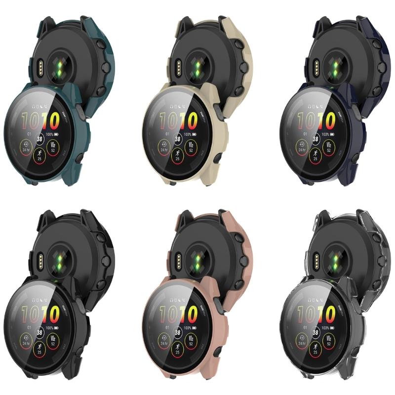 Smartwatch Frame Housing Tempered-Glass Film Hard Cover for Forerunner265 265S Screen Bumper-Shell Protector-Shockproof