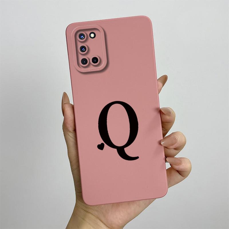 Für OPPO A52 A72 A92 Hülle CPH2061 CPH2067 CPH2059 CPH2069 Handyhülle Niedliche Initialien Quadratisch Stoßfest Silikon Rückseite