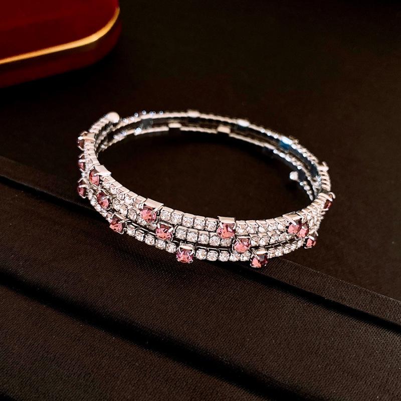 Francuska bransoletka wielowarstwowa z cyrkoniami: Elegancka bransoletka w stylu light luxury z przesadnym designem.