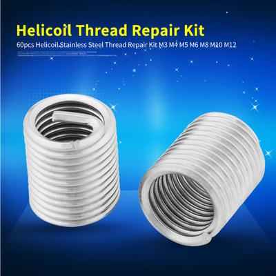 60pcs Stainless Steel Thread Repair Kit M3 M4 M5 M6 M8 M10 M12