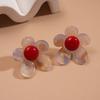 Vintage Resin Blend Flower Geometric Stud Earrings for Women Personality Flower Irregular Temperament Earrings Aesthetic Jewelry
