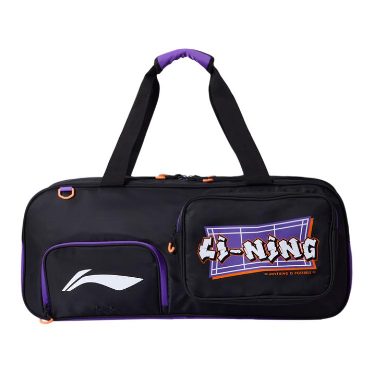 Li Ning Recycled Fiber Badminton Gym Bag Regular Unisex Black Purple ABLW037-1