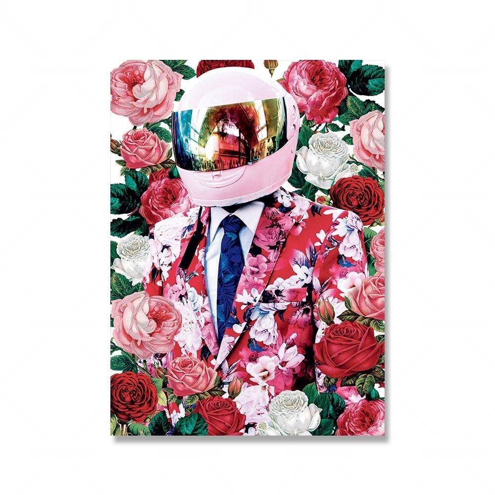 

Астронавт современный космический цветок плакат с принтом настенная картина абстрактный романтический человек картина холст для домашнего декора Cuadros 21x30cm No Framed