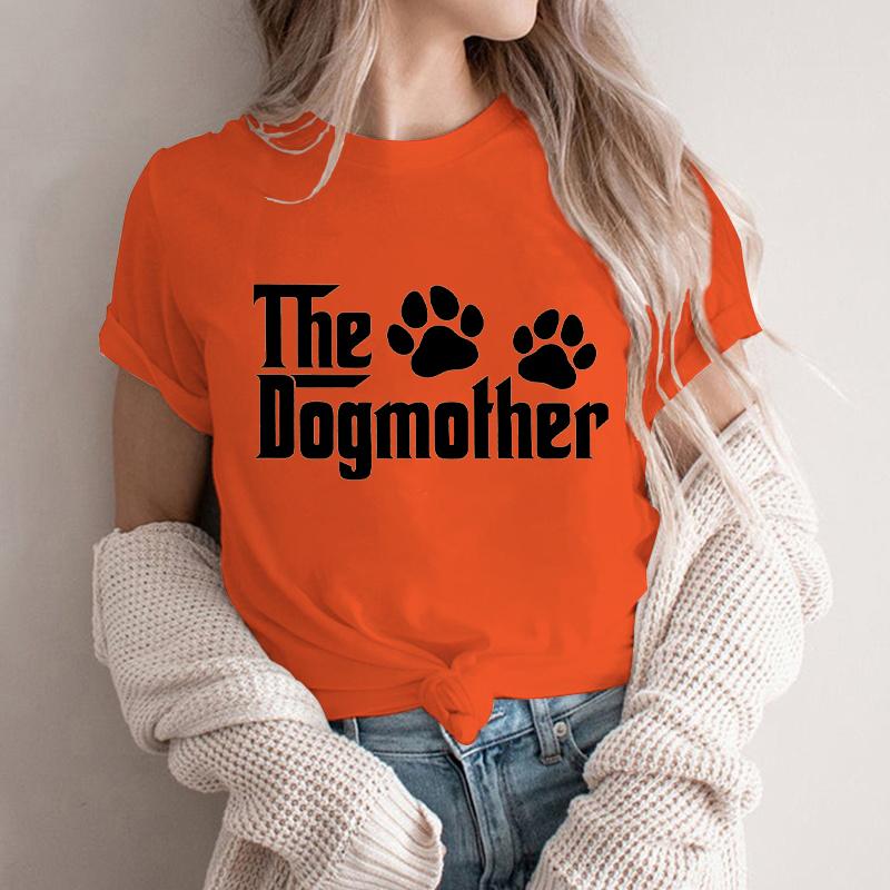 Women Vintage Puppy Paw Graphics Fun Letter Print T Shirts Crewneck Short Sleeve Dog Mama Life Streetwear Fashion Ladies Tshirts