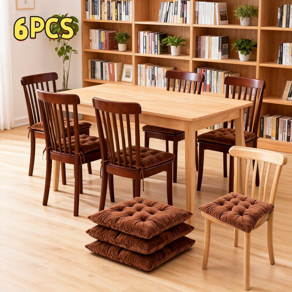 6PCS Square Cushion, Thick Cushion, Suitable for Dining Room, Living Room, Bedroom Chairs, Pillows, Pillows