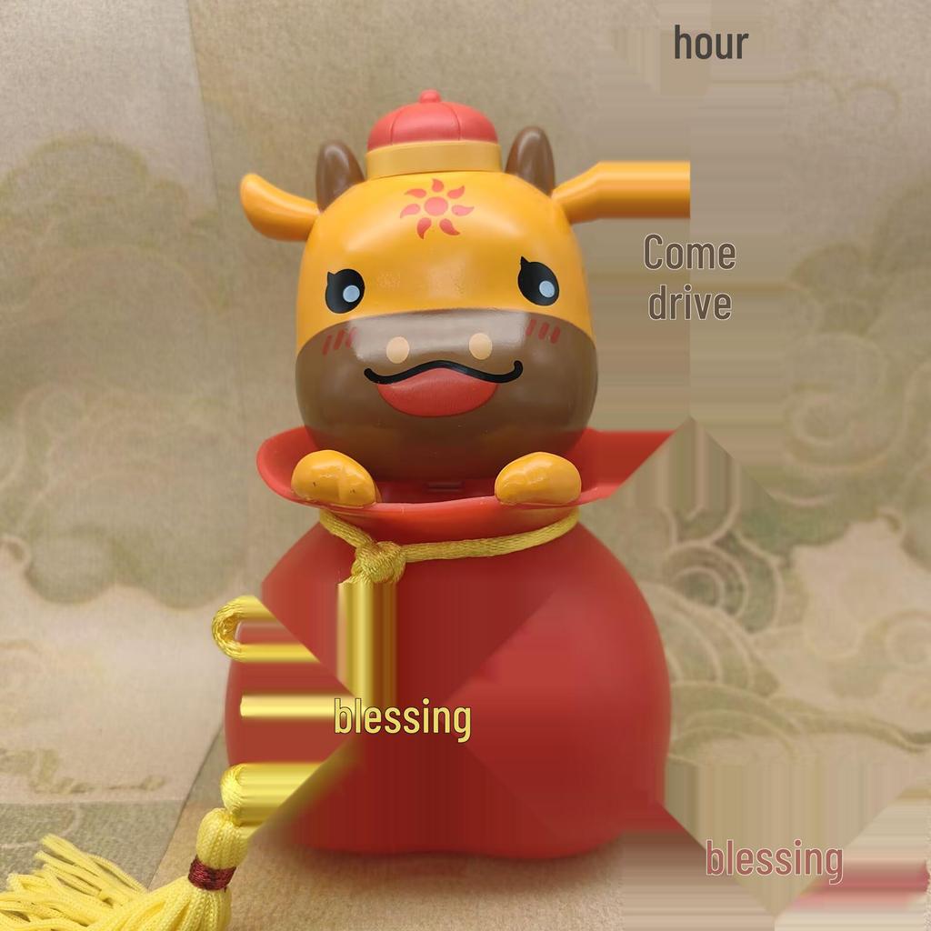 Solar-Powered God of Wealth Nodding Figurine - Car Console Ornament for New Year