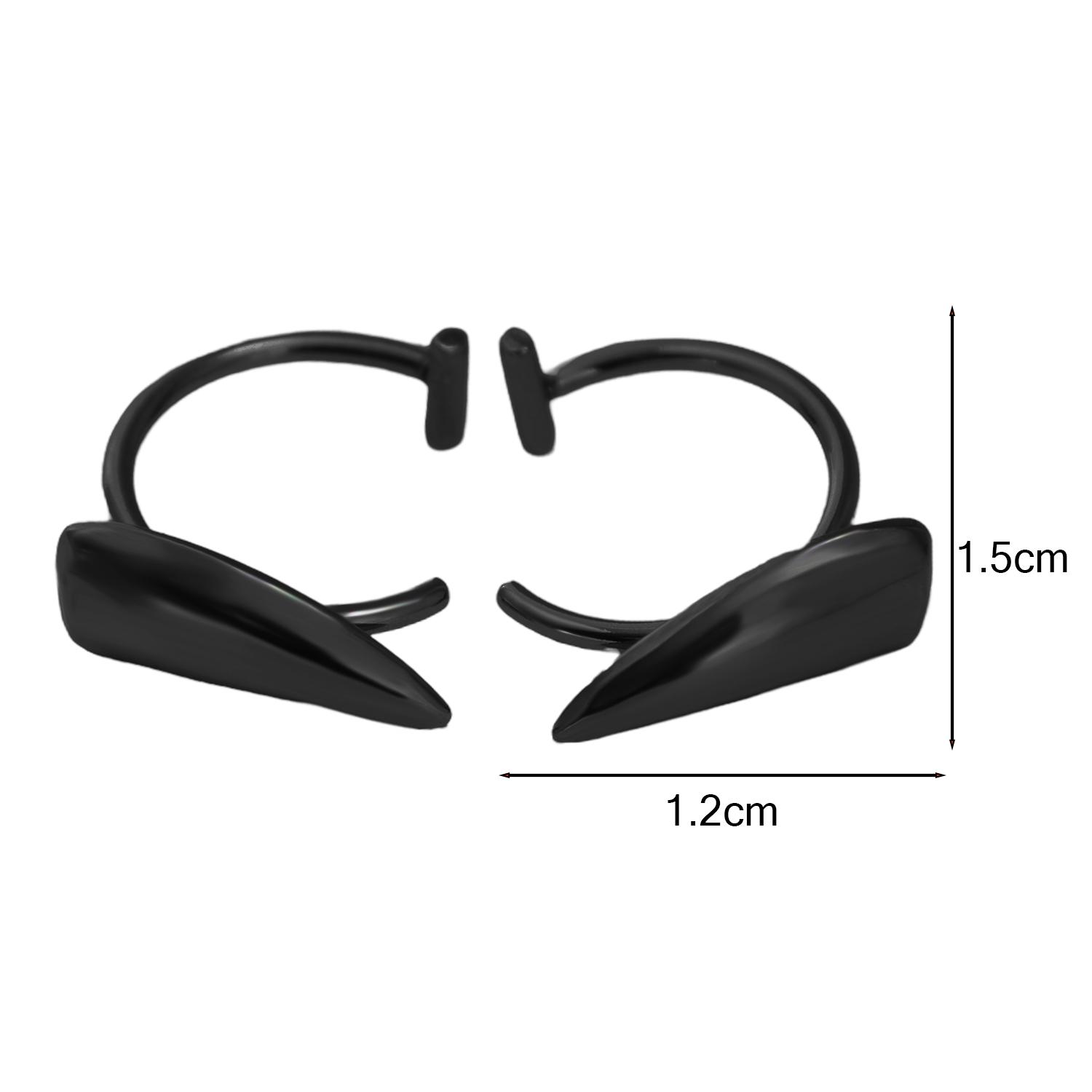 

1 пара персонифицированных острых зубов из нержавеющей стали, поддельные кольца для пирсинга губ, панк-увеличенные украшения для женщин, готические украшения для тела чёрный