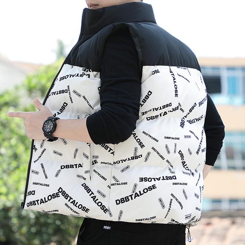 cotton clothes vest autumn and winter new youth urban flow splicing still casual stand-up collar vest jacket