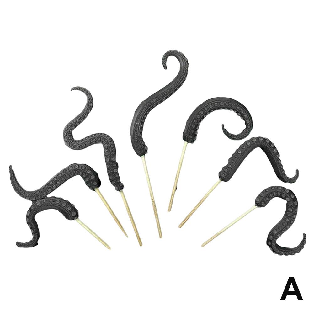 7 Stück Neue High-End Oktopus-Tentakel-Pflanzstäbe Harz Leuchtende Dekorations-Pflanzstäbe Lustige Halloween-Pflanzen-Ornamente Dekoration