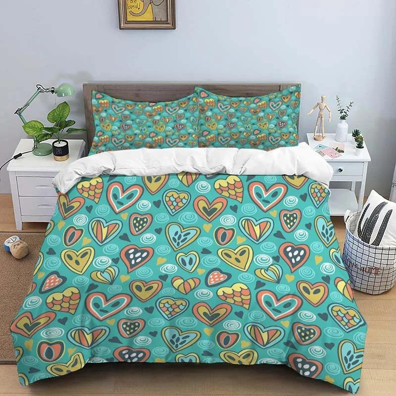 Cartoon Love Hd Print Bedding SettChildren King Size Bedding SetBoyGirlS Bed Double Bed Duvet Covers Pillowcase Bedding Set