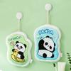 Cartoon Panda Hand Towel Hanging Thickened Washcloth Absorbent Towel with Hanging Ring for Kitchen Bathroom Home Travel