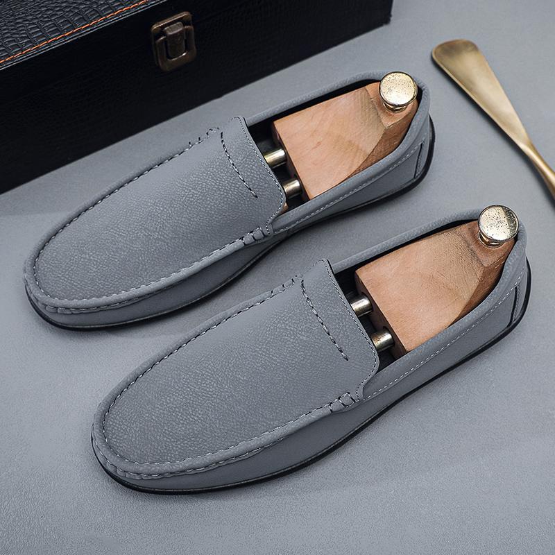 Summer Men Casual Shoes British Leather Loafers Simple Design Male Slip- Soft Bussiness Shoes Comfortable Driving Footwear 44
