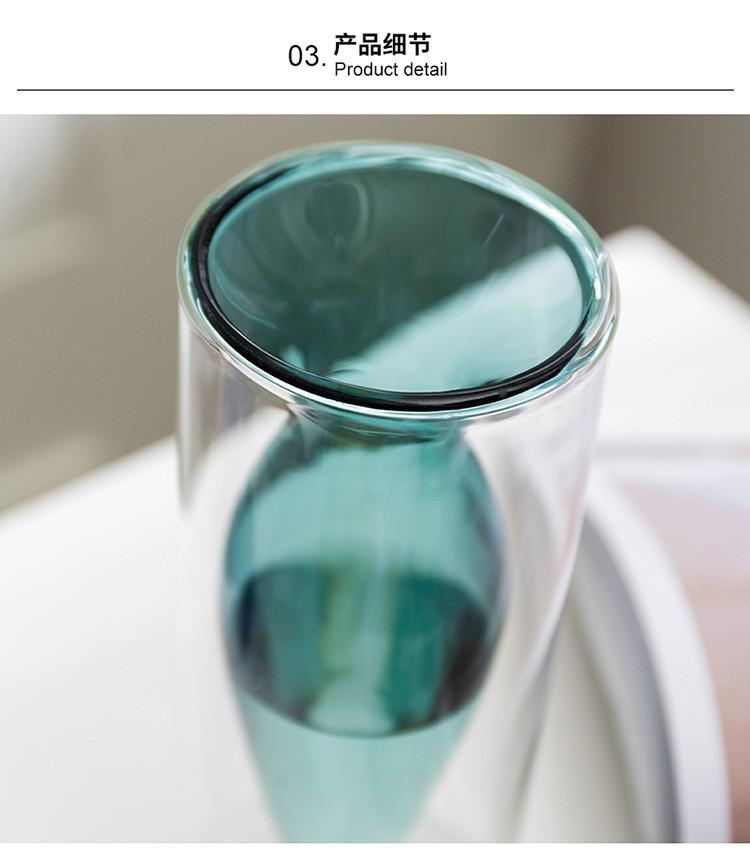 European Glass Rattan Aroma Vase - Double Layer, Colored Glass, Flameless Hydroponic for Living Room