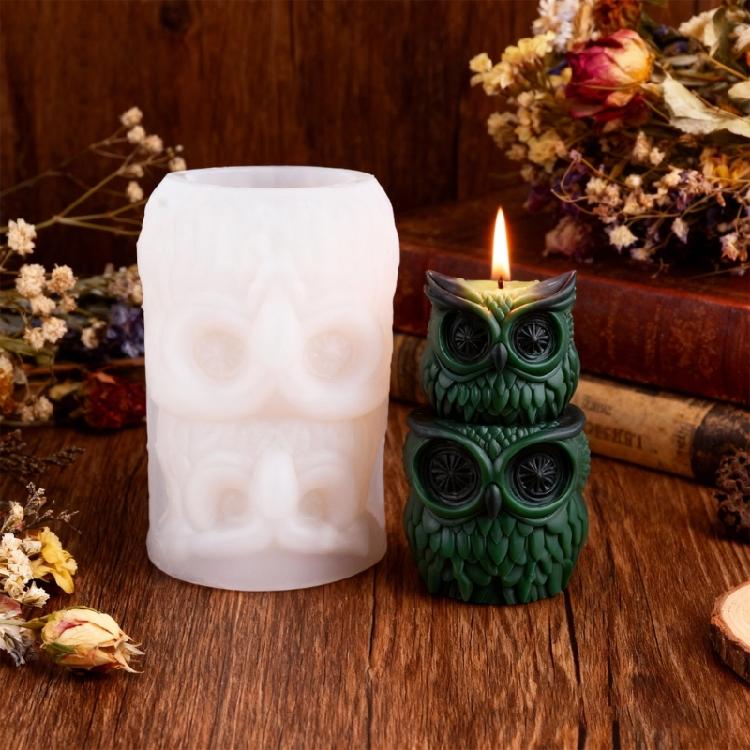 Schicht Eule Kerzenform, Tier Kerze Silikonform für Kerzenherstellung, DIYs Harzhandwerksform für Aromatherapie-Kerze