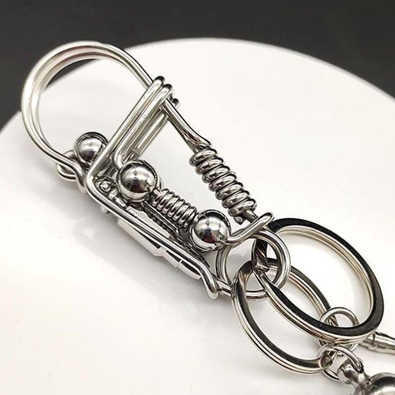 Stainless Steel Handicraft Key Ring Hanging Keychain Waist Buckle Matte Matte Bead Trinket Car Keyring Men Small Gift Decoration