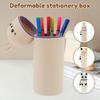 2 In 1 Silicone Soft Pencil Case Retractable Cartoon Pencil Holder High Elasticity Zipper Pen Holder Portable Student Pencil Bag