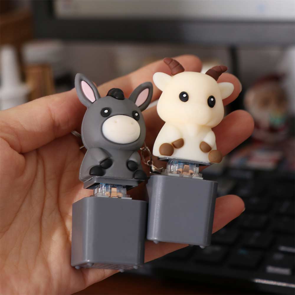 Flash Effects Monkey Button Keychain Colorful Lights Lamb Sounds Pendant Kids Toy