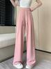Spring 2026 Plus Size Women's Drawstring Elastic Waist Wide Leg Suit Pants
