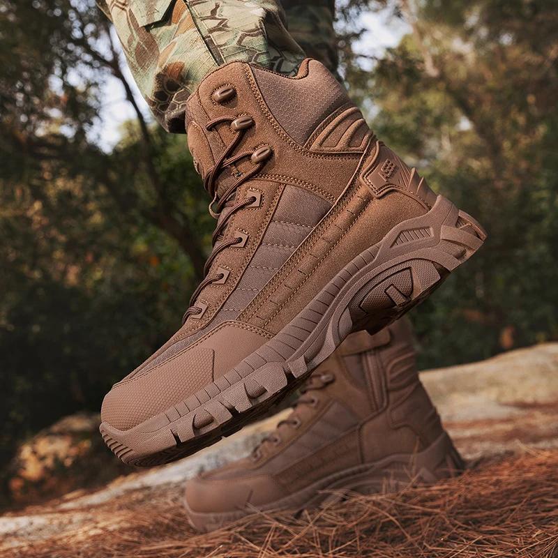 New Men's Tactical Hiking Boots, Shock-absorbing Non-slip Desert Boot, Winter Outdoor Camping Trekking Shoes