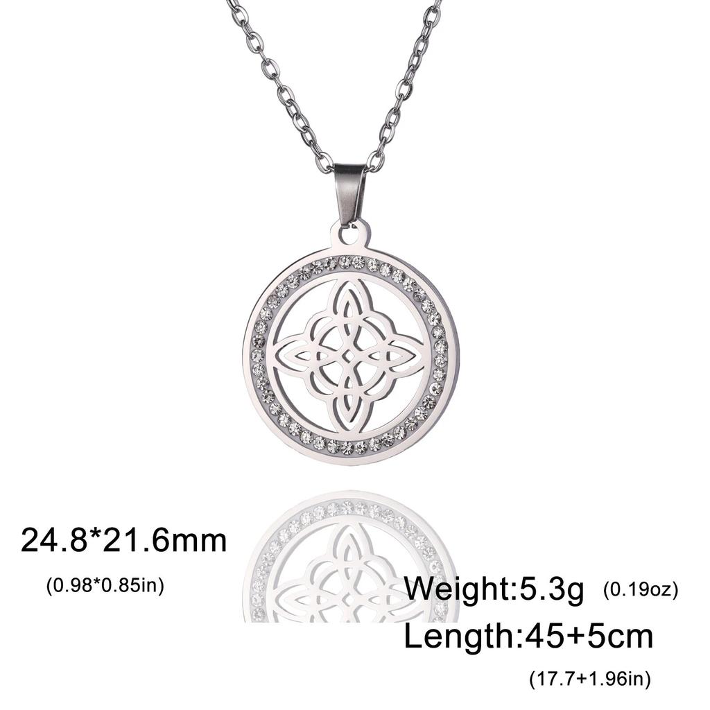 Skyrim Čarodějnický Náhrdelník Čarodějnický Uzel Nerezová ocel Průhledný Zirkon Kulaté náhrdelníky s přívěskem Amulet Wicca Šperky Dárek k narozeninám