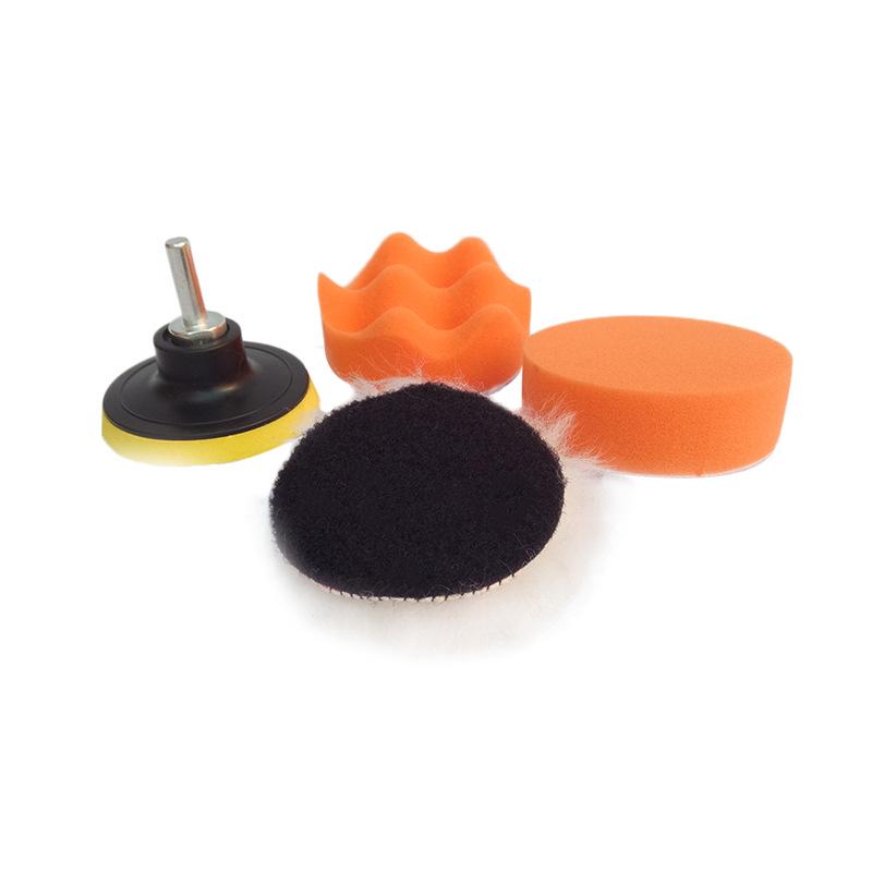 Car Polishing Waxing Kit: Self-Adhesive Sponge Pad, Flat Wave Styles, Wool Polishing Wheel.