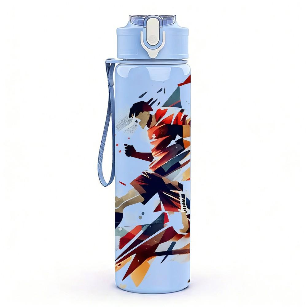1PC Dynamic Soccer Sport Scene 750ml Color Plastic Sports Water Bottle Leakproof Flip Straw Lid Suitable for Sports Office Home Use