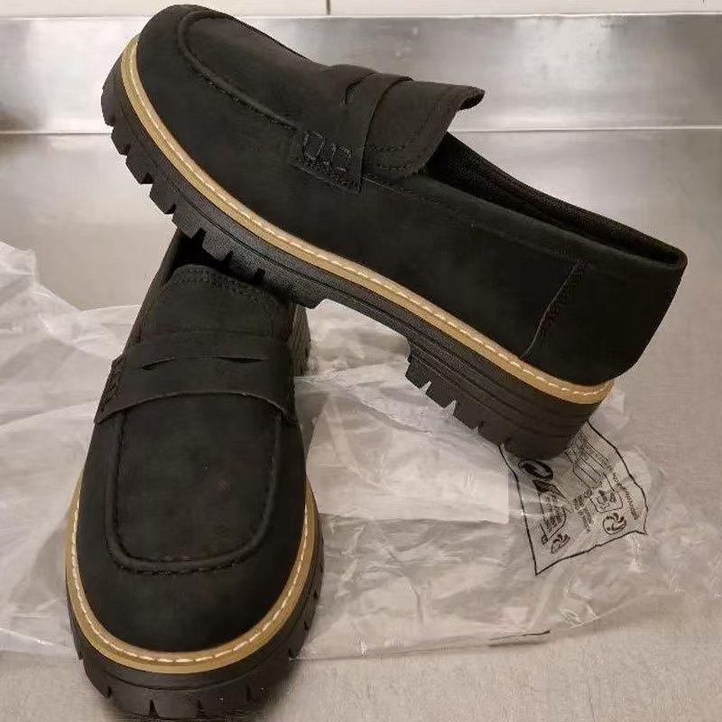 Новые Весенние и Осенние Большого Размера Повседневные Удобные Британский Стиль Женские Туфли На Толстом Каблуке Платформа Ретро 36