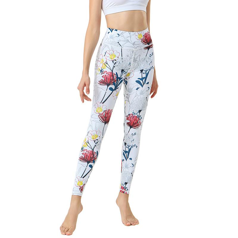 Spring and summer new yoga pants women's quick-drying hip-lifting printed dance fitness pants sports leggings