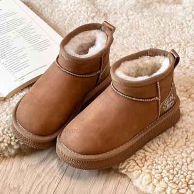 Botas de Nieve Invierno Nuevas Zapatos de Algodón para Niñas Apiladas Engrosadas Botas Cortas para Niñas Botas de Algodón Grandes