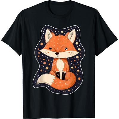 T-shirt Mignon Renard Animaux de la Forêt Étoiles Renard(5)