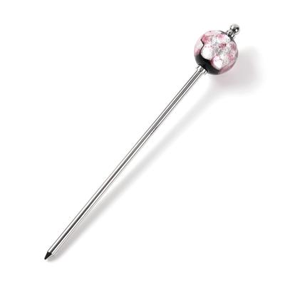 Sea Drop Kanzashi Glass 22mm Single Japanese Hair Accessory for and Other Traditional Japanese Clothing Hairpin, Glow-in-the-dark Beads, Pink, Beads,