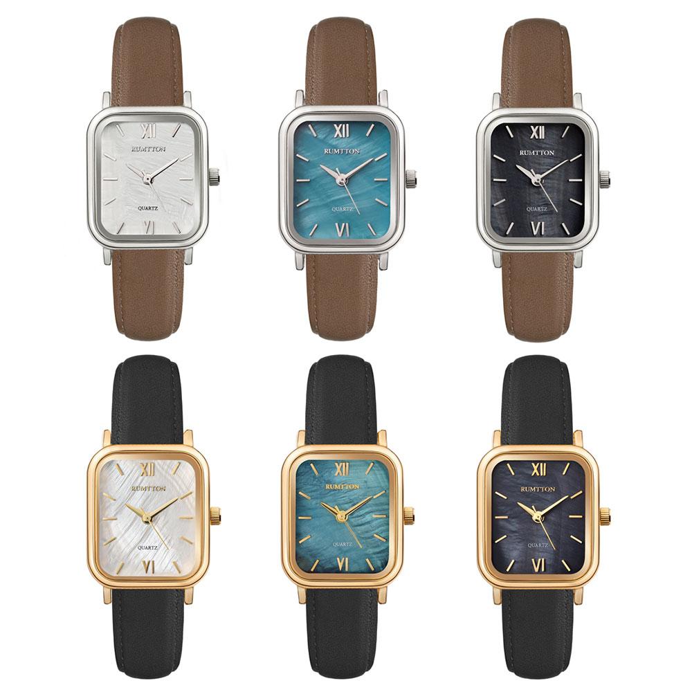 Leomteun Mother-Of-Pearl Dial Women'S Leather Wristwatch Harbor (B Type)