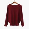 Autumn and Winter Knitted Sweaters, One-line Collar, Bat-sleeved Knitwear, Women's Pullover Bottoming Shirt