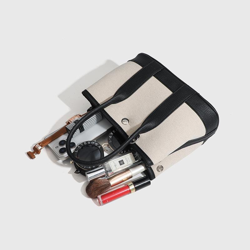Kontrastfarben-Patchwork Gartentasche Premium-Haptik Tragbare Canvas-Tasche Damen-Pendler-Schulter-Mini-Umhängetasche Damen-Tasche
